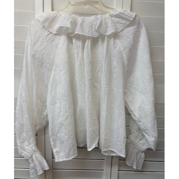 ASOS Design White Ruffle Tie-Front Blouse UK 4 US 0 Lightweight Cotton - Picture 2 of 3